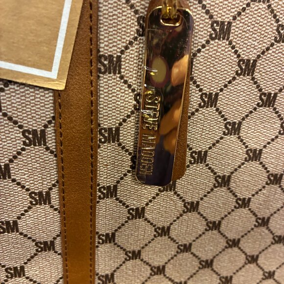 Steve Madden Multipurpose Cognac BBerlin Logo Monogram Tote, Bag in Bag. - Picture 3 of 14